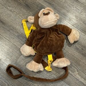 Brown Monkey Plush Backpack with Safety Harness/Leash